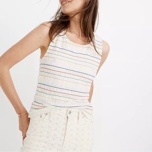 Madewell Texture‎ & Thread Women’s Size L Rainbow-Stitch Smocked Tank Top